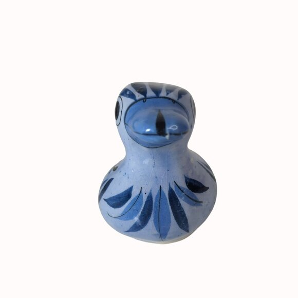 Vintage Mexican Folk Art Stoneware Ceramic Bird Figurine Hand-Painted Blue - Picture 4 of 5